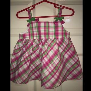 Gymboree Bright Tulip Plaid Tank Babydoll Top Baby Girl Pink Green Size 2T
